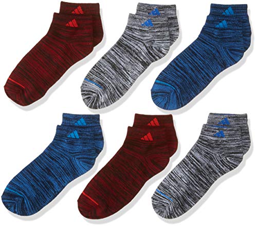 adidas Superlite - Calcetines de corte bajo para niños (6 unidades), color marrón y negro activo, color rojo activo, talla 3Y-9