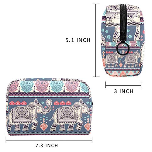 Adorno de estilo indio con elefantes y cachemiras, bolsa de aseo de viaje, bolsa de aseo impermeable para mujeres y niñas