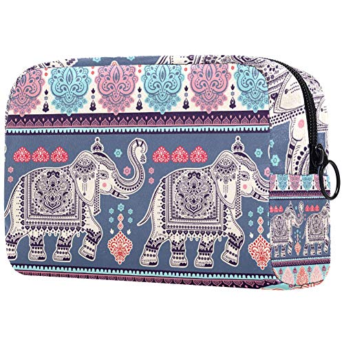 Adorno de estilo indio con elefantes y cachemiras, bolsa de aseo de viaje, bolsa de aseo impermeable para mujeres y niñas