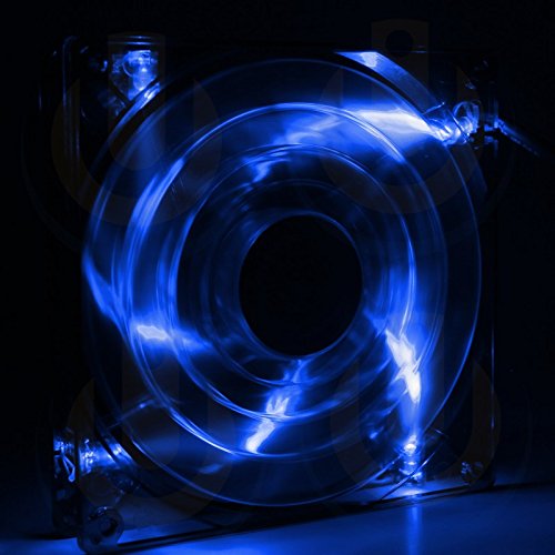Aerocool SHARK - Ventilador gaming para PC (14 cm, 12V/7V, 15 aspas, 14.5 dBA, 1500rpm, iluminación LED azul, ultrasilencioso, antivibración, cables enmallados), color azul