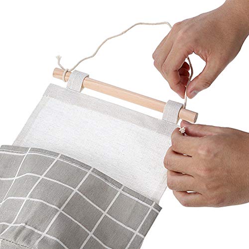 Afufu 2 Piezas Bolsa de Almacenamiento para colgar con 3 bolsillos, Impermeable Pared Bolsa Colgante Puerta Organizadores, Adecuado para la Cocina, el Baño, la Oficina. (Gris+Blanco）