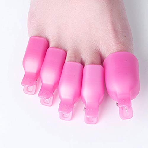 Aibada 20 piezas de u?as de acr¨ªlico para u?as Nail Art Soak Off Clip Cap UV Gel Polish Remover Wrap Nail Tool, rose Red