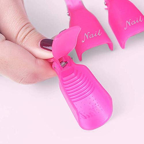 Aibada 20 piezas de u?as de acr¨ªlico para u?as Nail Art Soak Off Clip Cap UV Gel Polish Remover Wrap Nail Tool, rose Red