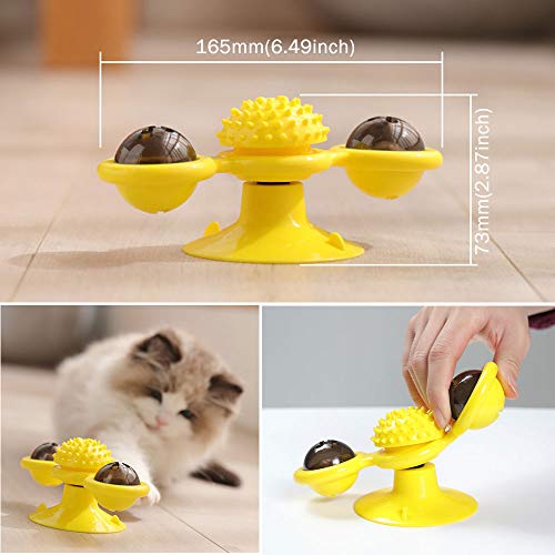 Aidiyapet Juguetes para Gatos,Juguete para Gatos Molino Giratorio Juguete para Gatos Rascarse Cosquillas Cepillo para el Cabello Accesorios para Mascotas Juego Loco