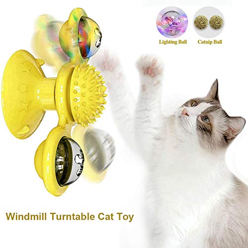 Aidiyapet Juguetes para Gatos,Juguete para Gatos Molino Giratorio Juguete para Gatos Rascarse Cosquillas Cepillo para el Cabello Accesorios para Mascotas Juego Loco