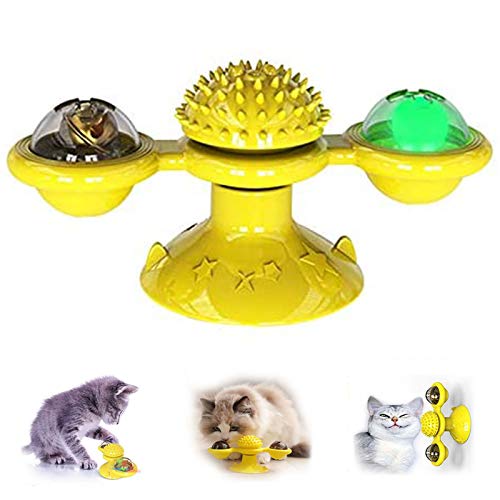 Aidiyapet Juguetes para Gatos,Juguete para Gatos Molino Giratorio Juguete para Gatos Rascarse Cosquillas Cepillo para el Cabello Accesorios para Mascotas Juego Loco