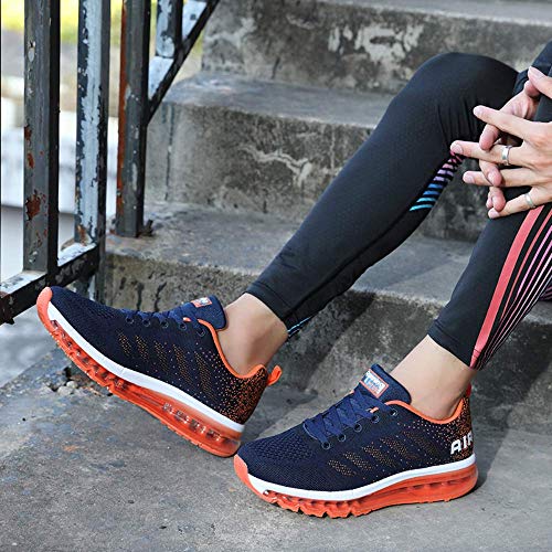 Air Zapatillas de Running para Hombre Mujer Zapatos para Correr y Asfalto Aire Libre y Deportes Calzado Unisexo Blue Orange 41