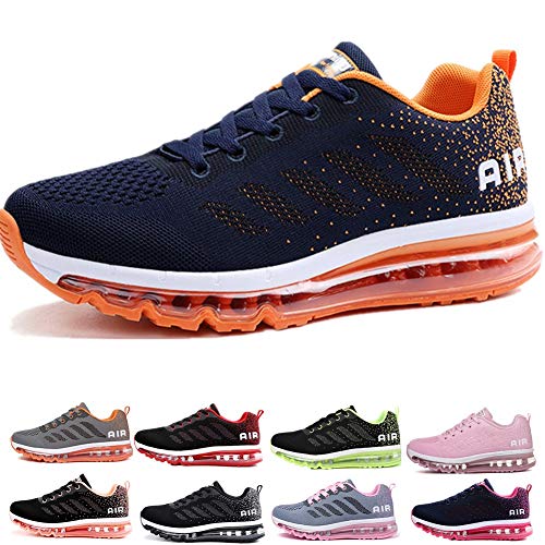 Air Zapatillas de Running para Hombre Mujer Zapatos para Correr y Asfalto Aire Libre y Deportes Calzado Unisexo Blue Orange 41