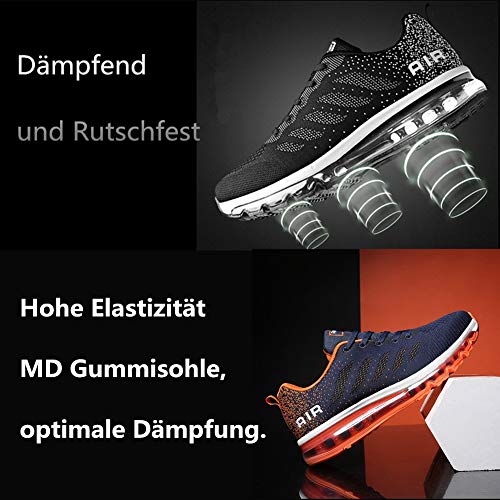 Air Zapatillas de Running para Hombre Mujer Zapatos para Correr y Asfalto Aire Libre y Deportes Calzado Unisexo Blue Orange 43