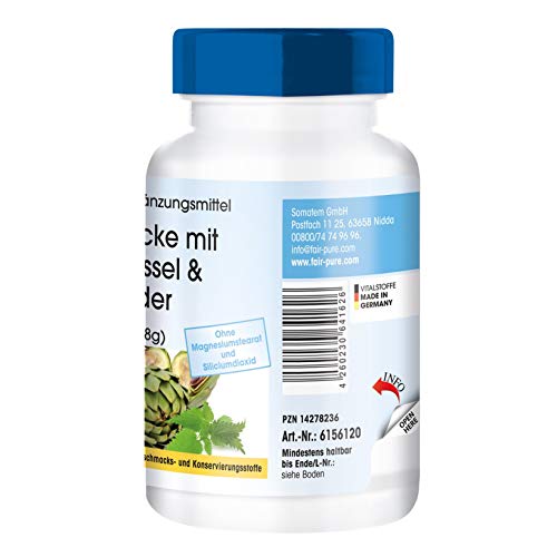 Alcachofa en Cápsulas - Extracto de Alcahofa con Ortiga y Enebro - Vegano - 2,5% Cinarina - Alta pureza - 120 Cápsulas