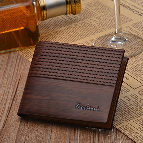 ALIKEEY Hombre Estampado Bolsillo De Tarjeta De Credito Cartera De Embrague Bifold Monedero Brown