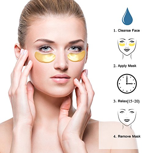 ALIVER 24k Gold Bio Collagen facial Máscara, Gold Powder Eye Mask y Lip Mask ( 5 sets / paquete )