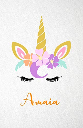 Amaia A5 Lined Notebook 110 Pages: Funny Blank Journal For Lovely Magical Unicorn Face Dream Family First Name Middle Last Surname. Unique Student ... Composition Great For Home School Writing