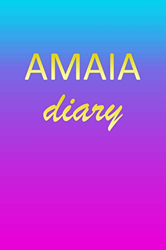 Amaia: Journal Diary | Personalized First Name Personal Writing | Letter A Blue Purple Pink Gold Effect Cover | Daily Diaries for Journalists & ... Taking | Write about your Life & Interests