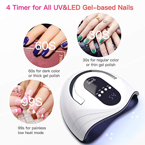 AMAYGA Lampara LED Uñas 120W Profesional Secador de Uñas LED UV Lampara Uñas Gel Semipermanentes Maquina Uñas Luz con Sensor Automatico,4 Temporizadores Manicura/Pedicure Nail Art Hogar el Salón