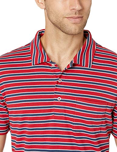 Amazon Essentials - Polo de manga corta ajustado y con bolsillo para hombre, Rojo, US S (EU S)