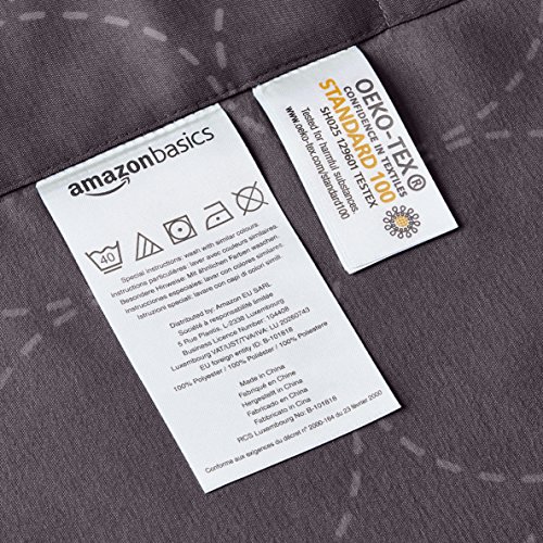 AmazonBasics - Juego de funda nórdica de microfibra ligera de microfibra, 200 x 200 cm, Gris industrial (Industrial Grey)