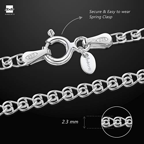 Amberta® Joyería - Collar - Fina Plata De Ley 925 - Cadena de Corazón - 2.3 mm - 40 45 50 55 60 cm (45cm)