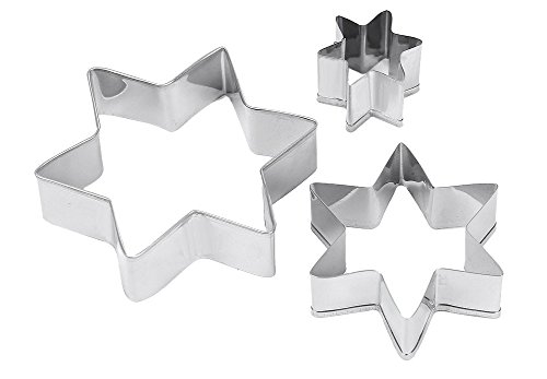 Amison Cortadores de repostería de metal con formas de corazón, estrella y flor para galletas, 12 piezas
