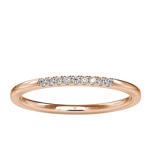 Anillo de eternidad de diamantes antiguos de oro, único anillo de promesa de aniversario de boda, anillo de diamante certificado SGL, anillo de banda apilable, 14K Oro rosa, Size:EU 68