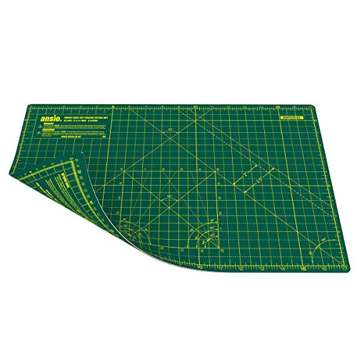 ANSIO Base de corte A3 doble cara auto curación 5 capas para Costura y Manualidades - Imperial/métrica 17 pulgadas x 11 pulgadas / 42 cm x 27 cm - Verde