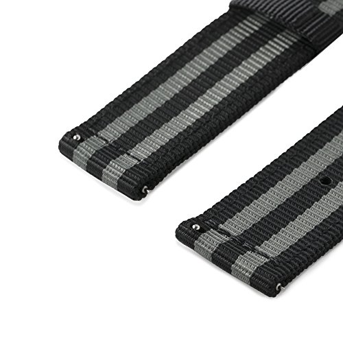 Archer Watch Straps | Repuesto de Correa de Reloj de Nailon para Hombre y Mujer, Correa Fácil de Abrochar para Relojes y Smartwatch | Negro y Gris (James Bond), 22mm