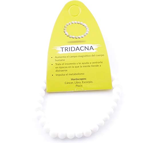 ARITZI – Pulsera elástica con Bolitas de Piedras Naturales con un diámetro de 6 mm - Tridacna