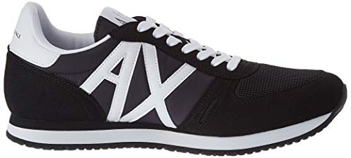 Armani Exchange Micro Suede Multicolor Sneakers, Zapatillas para Hombre, Black White, 42 EU