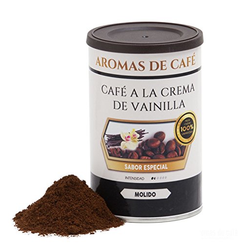 Aromas de Café - Café a la Crema de Vainilla 100% Arábica Ligeramente Tostado Sabor Intenso a Vainilla Molido, 100 gr