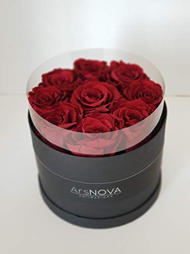 ARS NOVA Flowers Box Negro 9 Rose Baccara perfumada D.18 cm Multicolor