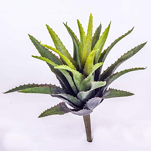 artplants.de Decorativo Agave con 22 Hojas, Verde, en Vara de Ajuste, 30cm - Planta Artificial - Suculenta Decorativa