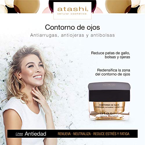 Atashi Antiedad - Contorno de Ojos Antiarrugas, Antiojeras y Antibolsas | Rejuvenece Mirada | Redensifica de Ojo | Atenúa Bolsas y Ojeras | Textura Confort | Con Haloxyl, Retinol y Vitamina E - 15ml