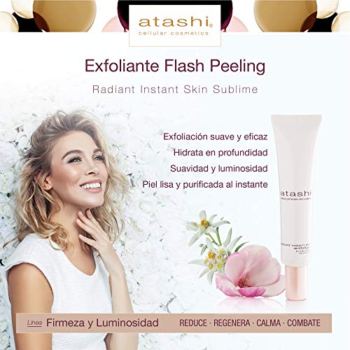 Atashi Firmeza y Luminosidad - Radiant Skin Antifatigue Flash Peel Glicolic | Exfoliante Hidratación Profunda | Textura Gel Sin Grasa | Con Ácido Glicólico | Apto Para Todo Tipo de Pieles - 40 ml