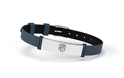 Atlético de Madrid Pulsera Fashion Azul Grisáceo Ajustable para Hombre, Mujer y Niño | Pulsera de Silicona y Acero Inoxidable | Apoya Producto Oficial Colchonero | ATM