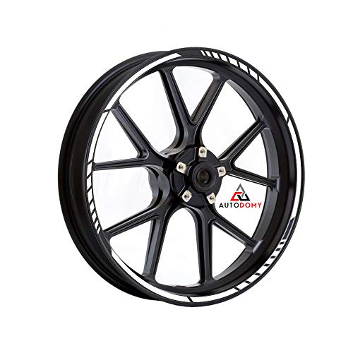 Autodomy Pegatinas Llantas Moto Juego Completo para 2 Llantas de 15" a 19" Pulgadas Diseño Sport (Blanco)