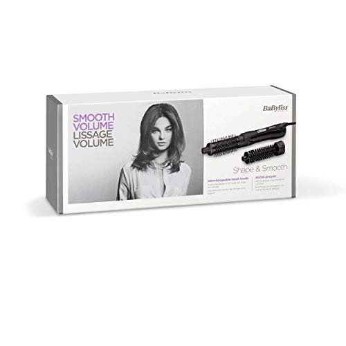 BaByliss AS82E Cepillo Moldeador de Aire, 800 W Potencia, Cepillo de Púas Suaves de 20 mm, Cepillo Térmico de Cerámica de 38 mm, 2 Temperaturas, Posición Aire Frío, Negro