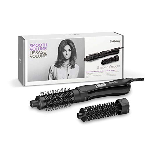 BaByliss AS82E Cepillo Moldeador de Aire, 800 W Potencia, Cepillo de Púas Suaves de 20 mm, Cepillo Térmico de Cerámica de 38 mm, 2 Temperaturas, Posición Aire Frío, Negro