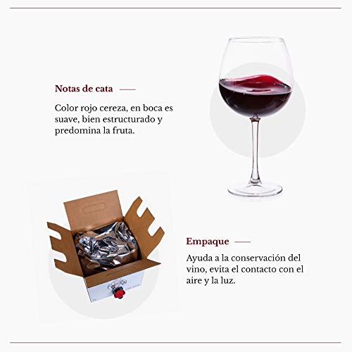 Bag in Box 5L Vino Tintos Recomendado (6,5 Botellas de 750 ml) vino tinto afrutado caja de vino con grifo de Bodegas Los Corzos