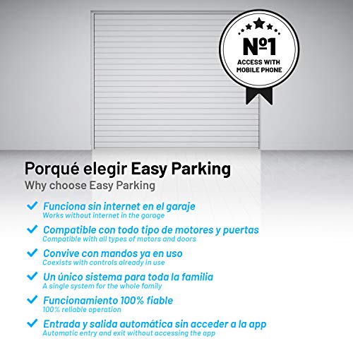 Baintex Easy Parking Apertura de la Puerta del Garaje con Móvil por Bluetooth para 5 Usuarios ¡Líbrate De Los Mandos! Compatible con Todas Las Puertas de Garaje Fácil y Rápido Salida por Contacto