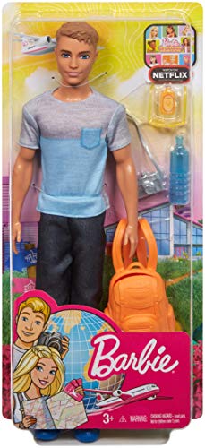 Barbie Vamos de Viaje, muñeco Ken con accesorios, regalo para niñas y niños 3-9 años (Mattel FWV15) , color/modelo surtido