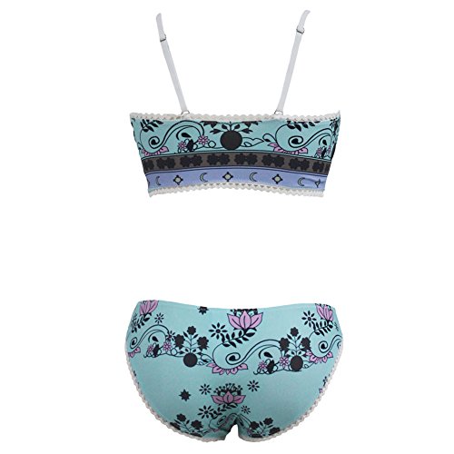 BaronHong Gypsy Bohemian Print Balconette Bikini Traje de baño Mujeres Traje de baño (Verde, L)