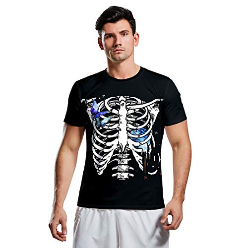 Belsen - Camiseta de Manga Corta para Parejas de Halloween Ghost Butterfly S