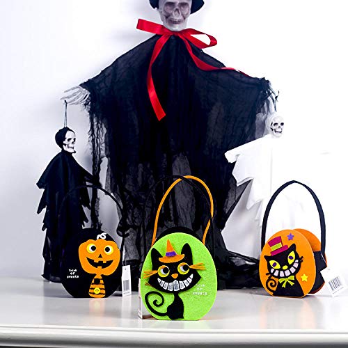B/H Bolsa de Calabaza de Halloween para niños Reutilizables,Cesta de la Compra de Halloween, Cesta de Dulces (4 Piezas) -C,Halloween Bolsa de Regalo Reutilizable