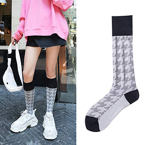 B/H Calcetines Invisibles,Calcetines Invisibles,Calf Socks - Medias de Tubo Alto para Mujer, Medias de Pila, Gris A_5pcs