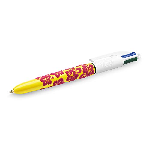 BIC 4 Colores Velours Bolígrafos de Punta Media (1,0 mm) - Varios Diseños, Pack de 3