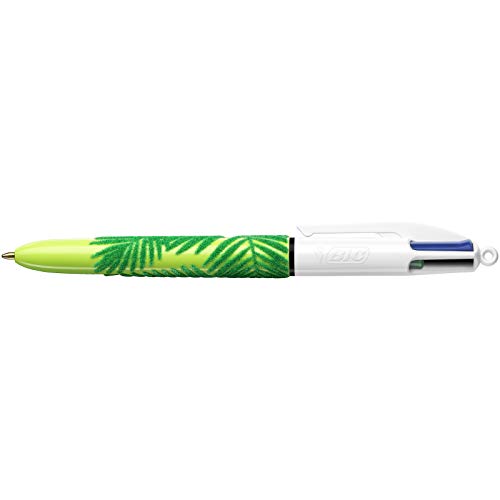 BIC 4 colores Velours - Caja de 12 unidades, bolígrafo motivos Naturaleza punta media (1,0 mm)