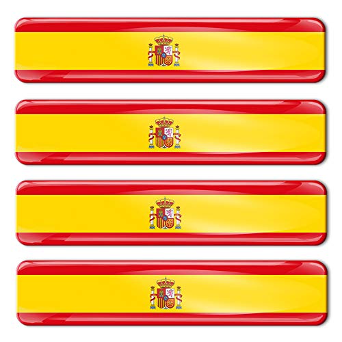 Biomar Labs® 4 pcs 3D Gel Pegatinas Bandera Nacional España Spain Silicona Adhesivo Autos Coches Motos Ciclomotores Bicicletas Ordenador Portátil F 21