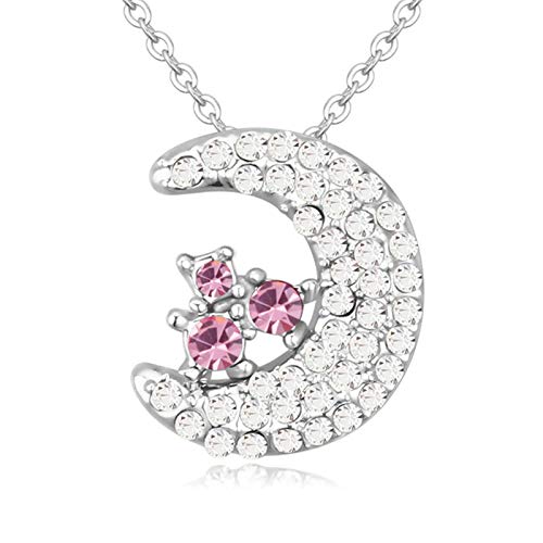 Blisfille Colgante Plata Estrella Pequeña Colgante Mujer Luna Gargantillas Bisuteria Aleación Joyas de Colgante &Claro Rosa Rojo