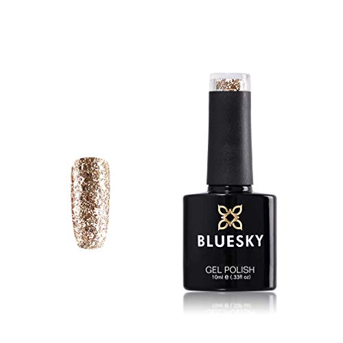 Bluesky Soak Off UV/LED KS gama Glitter Gel de color esmalte de uñas, 10 ml, dorado de lujo