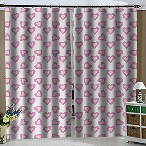 BLZQA Cortinas Opacas 5D Amor Rosa Soleados Cortinas Térmicas De Salón Dormitorio Antiruido para Ventana De Habitaciones Infantiles.117 cm (Ancho) x 138 cm (Largo) x 2